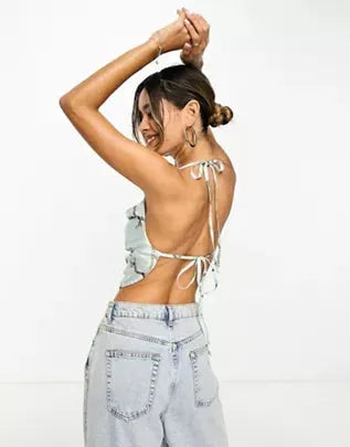 Asos Design  Women's Blue Crop Top ANF1985