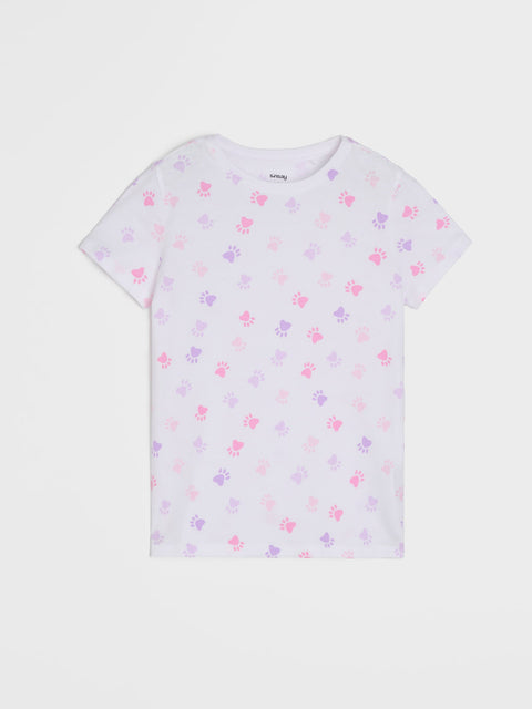 Sinsay Girl's White/Pink Short-Sleeve T-Shirt With Print 2-Pack | Sinsay In Lebanon