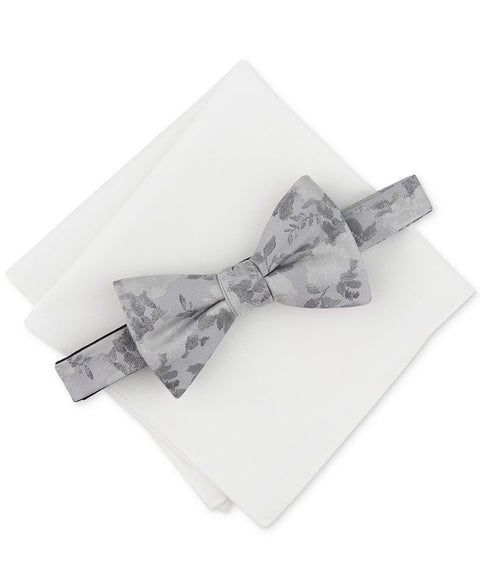 Bar III Men's Gray Bow Tie & White Pocket Square Set | Bar III In Lebanon