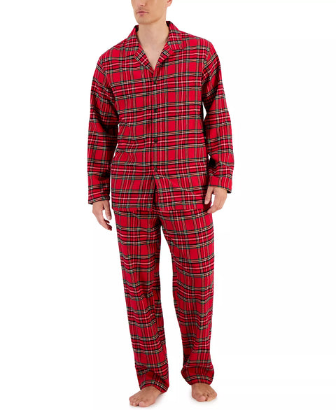 Club Room Men's Red Plaid Flannel Pajama Top & Pants Set | Club Room In Lebanon