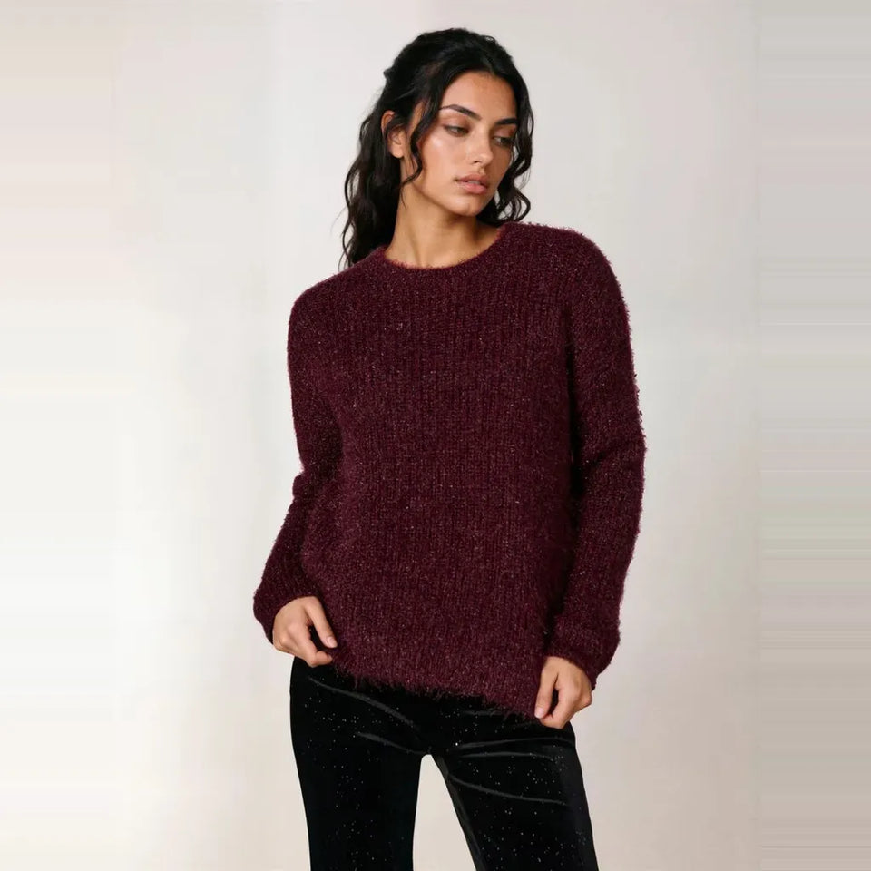 Sinsay Women's Burgundy Soft Shimer Sweater