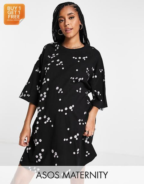 Asos Design Women's Maternity Black Dress ANF2657