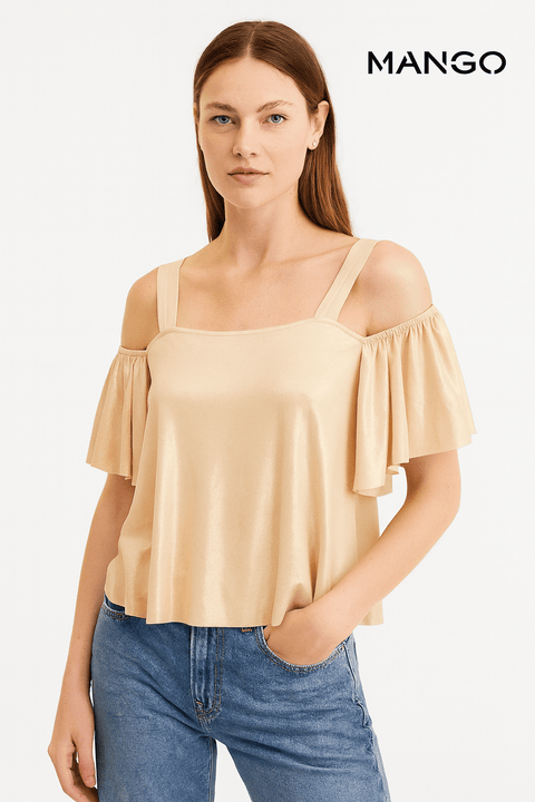 Mango Women's Gold Off-Shoulder Top| Mango in Lebanon
