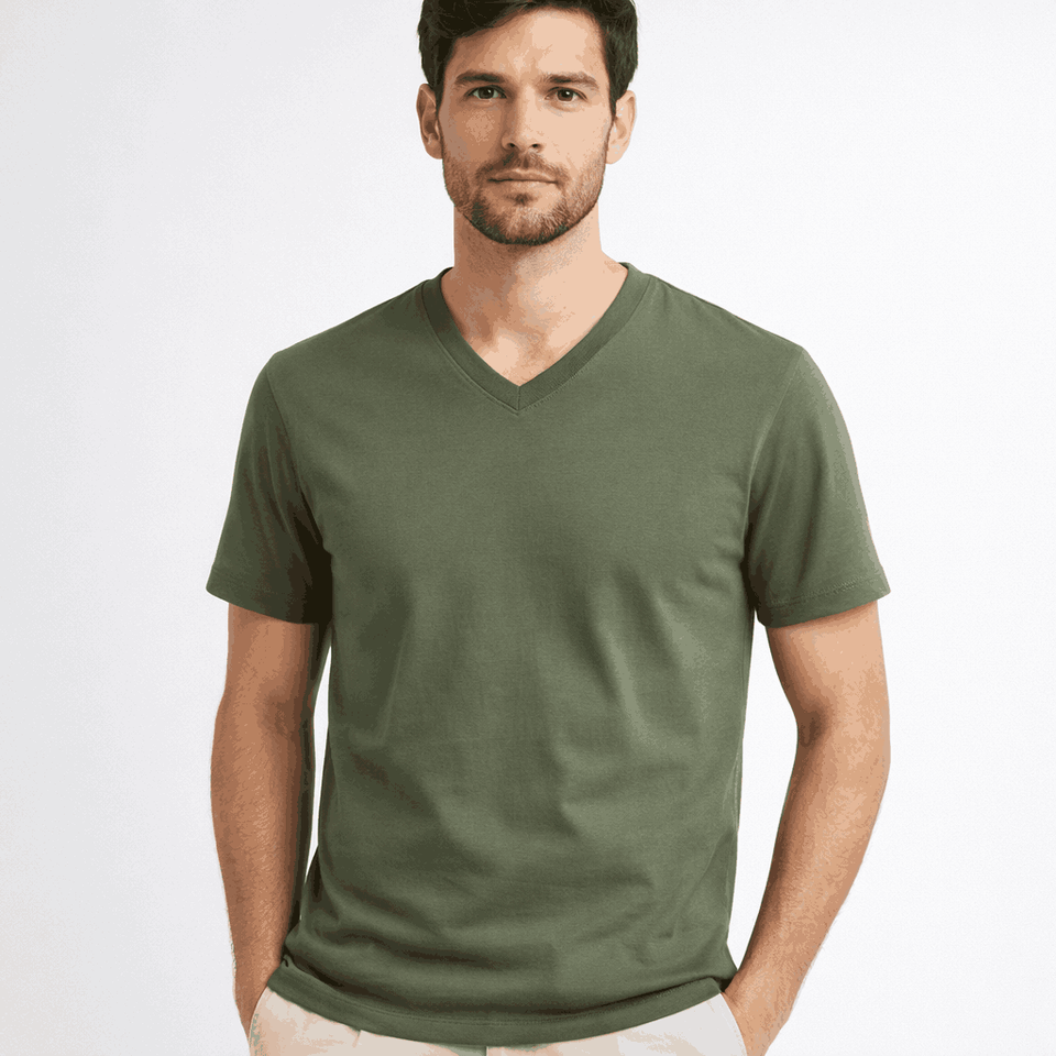 Celio Men's Olive GreenRegular round neck T-shirt | Celio in Lebanon