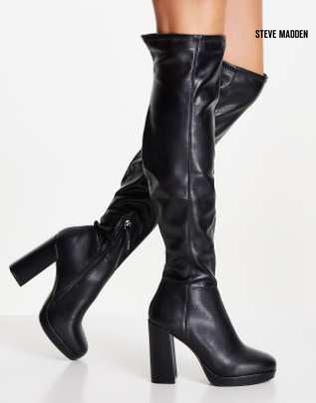 Steve Madden Women's Black Magnifico Heeled Knee Boots |Steve Madden in Lebanon