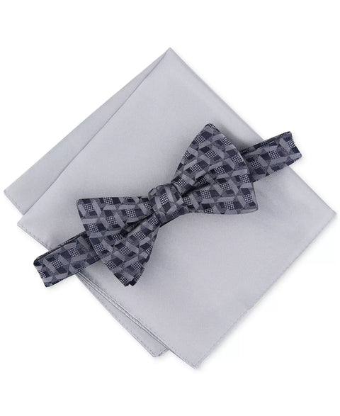 Alfani Men's Silver Bleecker Geo-Print Bow Tie | Alfani In Lebanon