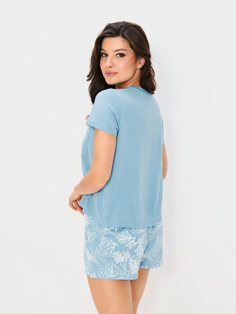 Sinsay Women's Blue 2-Piece Cotton-Blend Pajamas | Sinsay In Lebanon