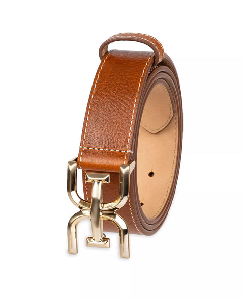 Sam Edelman Women's Brown Slim Double-E Plaque Buckle Belt | Sam Edelman In Lebanon