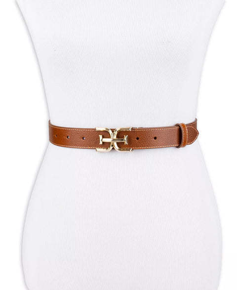 Sam Edelman Women's Brown Slim Double-E Plaque Buckle Belt | Sam Edelman In Lebanon