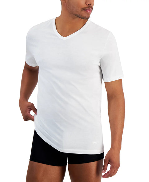 HUGO by Hugo Boss Men's White 5-Pack Authentic Solid Cotton V-Neck T-Shirts | Hugo Boss In Lebanon