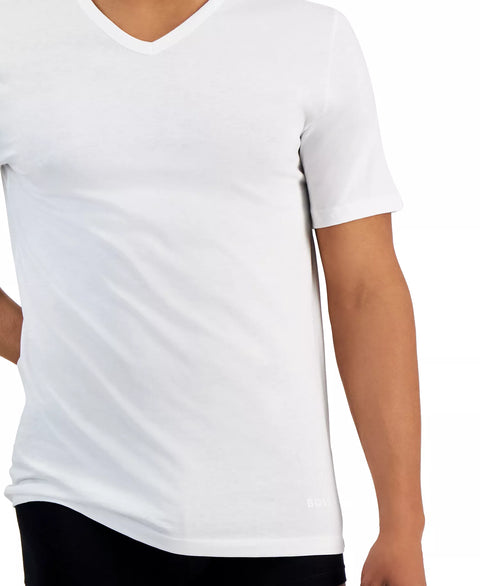 HUGO by Hugo Boss Men's White 5-Pack Authentic Solid Cotton V-Neck T-Shirts | Hugo Boss In Lebanon