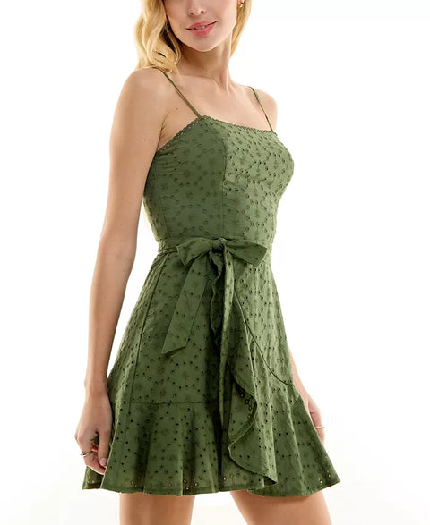 City Studios Women's Cotton Eyelet Spaghetti-Strap Mini Dress |City Studios In Lebanon