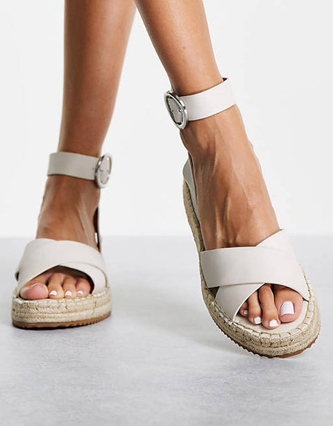 Topshop  Women's Cream Sandal ANS9 (Shoes27,49,56)shr