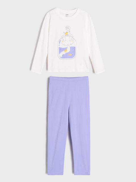 Sinsay Girl's Purple/White 2 pc Pajama Set   |Sinsay  in Lebanon