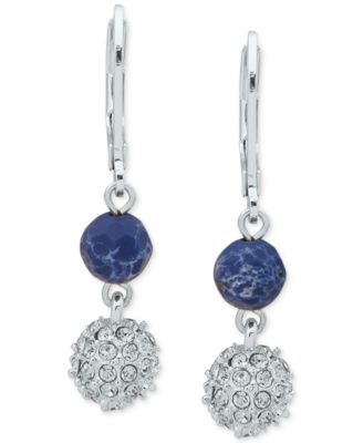 Anne Klein Women's Silver Blue Crystal Stone Drop Earrings |Anne Klein in Lebanon