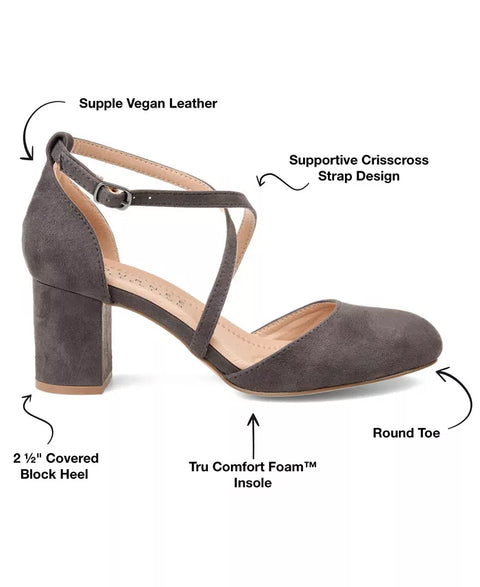 Journee Collection Women's Dark Gray Foster Crisscross Block Heel Sandals | Journee Collection In Lebanon