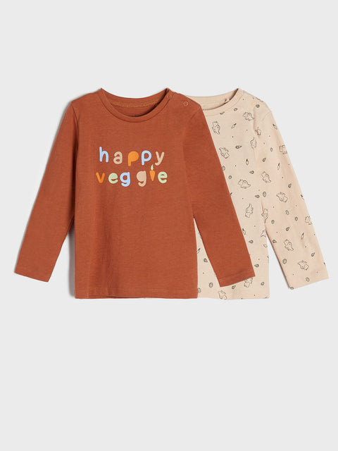 Sinsay Baby Boy's Beige/Brick Long Sleeve Blouse 2-pack | Sinsay In Lebanon