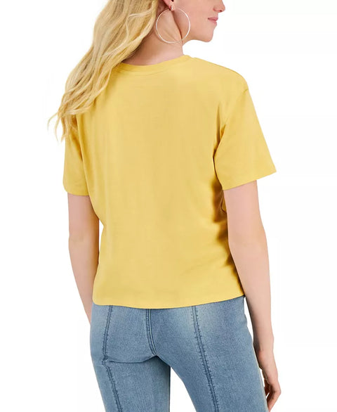 Rebellious One Women's Yellow LA Printed Crew Neck T-Shirt |Rebellious One In Lebanon