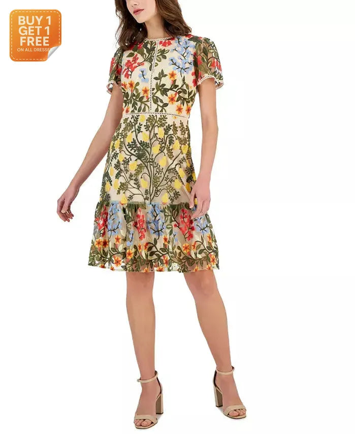 Tahari ASL Women's Multicolor Short-Sleeve Dress |Tahari ASL in Lebanon