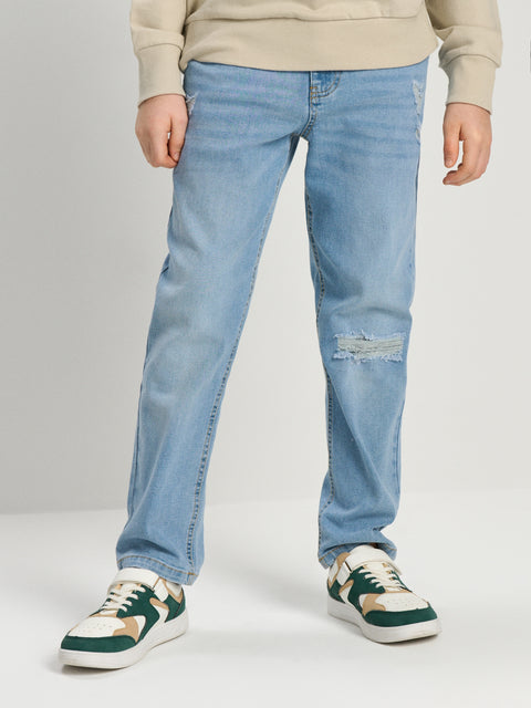 Sinsay Boy's Blue Straight Leg Cuffs Jeans|Sinsay In Lebanon