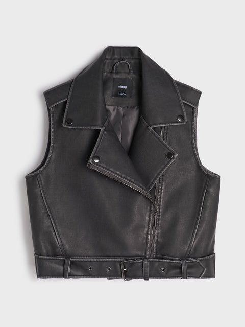 Sinsay Girl's Black Leather Regular Fit Vest|Sinsay In Lebanon