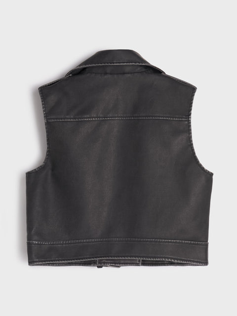 Sinsay Girl's Black Leather Regular Fit Vest|Sinsay In Lebanon