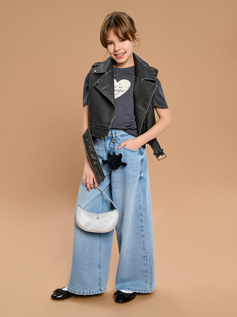 Sinsay Girl's Black Leather Regular Fit Vest|Sinsay In Lebanon