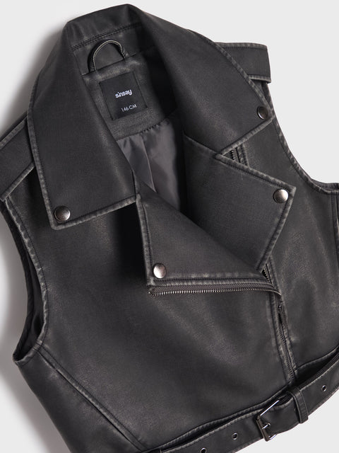 Sinsay Girl's Black Leather Regular Fit Vest|Sinsay In Lebanon