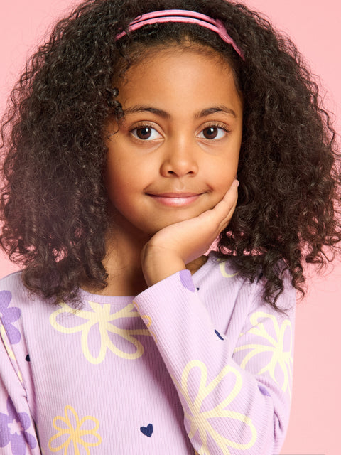 Sinsay Baby Girl's Lavender Floral Printed Long Sleeve Dress | Sinsay In Lebanon