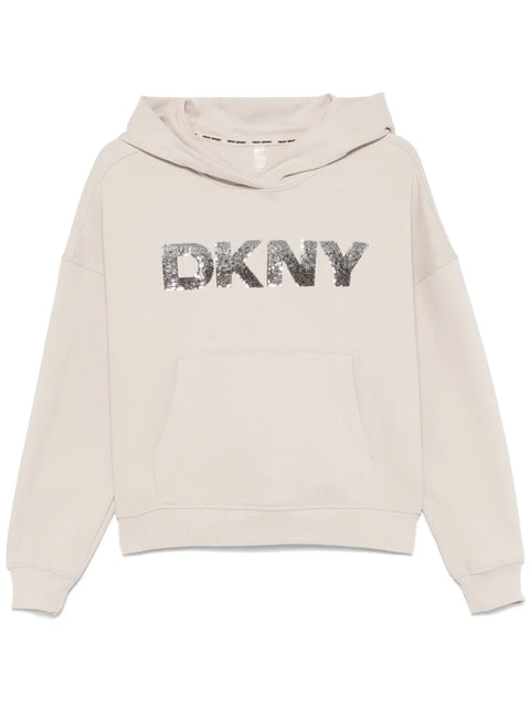 DKNY Women's Bone Sequin-Logo Hoodie|DKNY In Lebanon