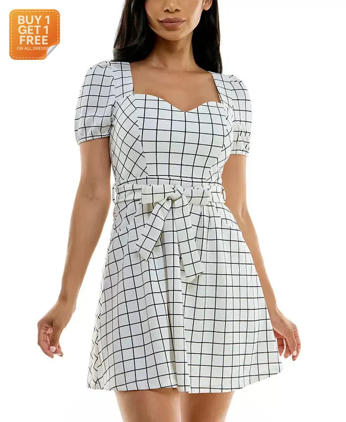 Emerald Sundae Women's Black & White Short Sleeve Dress | Emerald Sundae in Lebanon