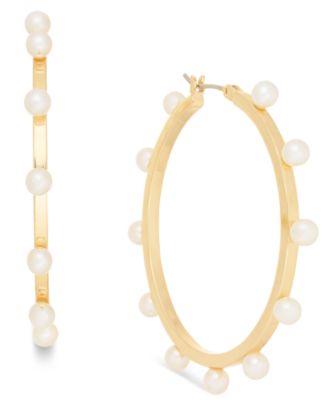 On 34th Women's Gold Imitation-Pearl Hoop Earrings  | On 34th in Lebanon