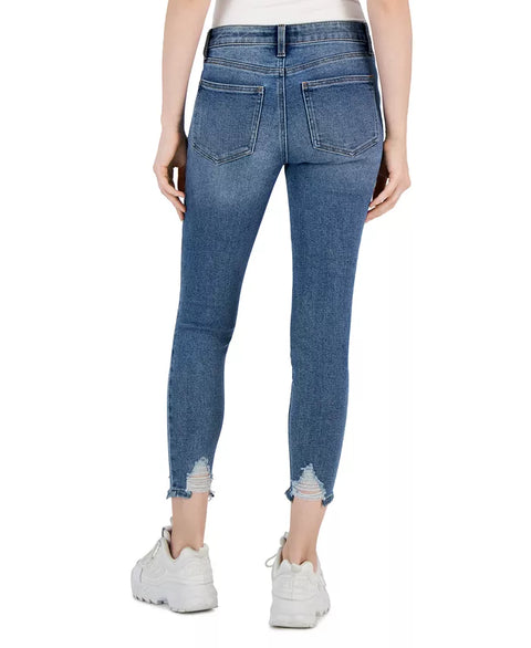 Regeneration By Celebrity Pink Women's Blue Mid Rise Cropped Ankle Skinny Jeans | Celebrity Pink In Lebanon