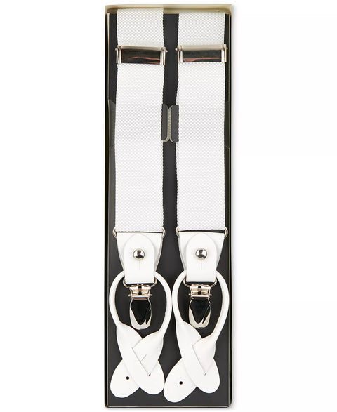 ConStruct Men's White Solid Convertible Suspenders |  ConStruct In Lebanon