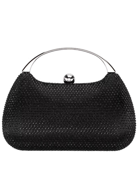 Nina Women's Black Crystal Minaudiere With Metal Handle | Nina In Lebanon