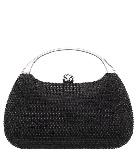 Nina Women's Black Crystal Minaudiere With Metal Handle | Nina In Lebanon