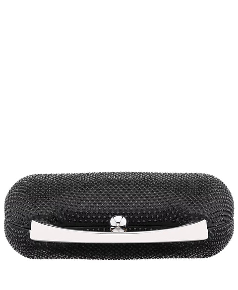 Nina Women's Black Crystal Minaudiere With Metal Handle | Nina In Lebanon