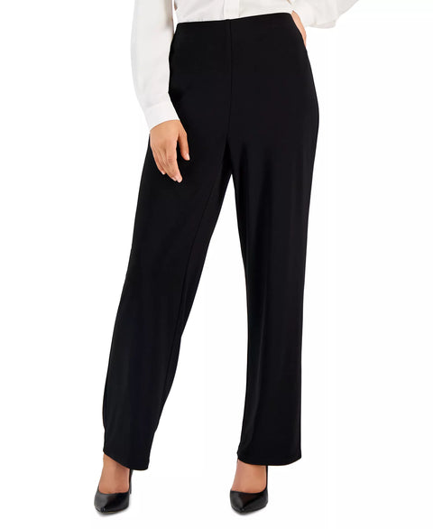 Anne Klein Women's Black Solid Interlock Twist Yarn Wide Leg Knit Pants | Anne Klein In Lebanon