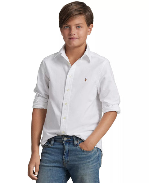 Polo Ralph Lauren  Boy's White Embroidered Pony Logo Cotton Oxford Shirt | Polo Ralph Lauren  in Lebanon