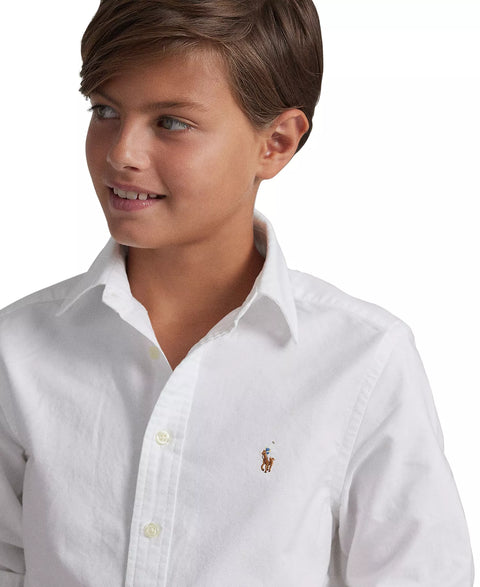 Polo Ralph Lauren  Boy's White Embroidered Pony Logo Cotton Oxford Shirt | Polo Ralph Lauren  in Lebanon