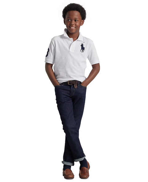 Polo Ralph Lauren Boy's White Pony Cotton Mesh Short-Sleeve Polo Shirt | Polo Ralph Lauren In Lebanon