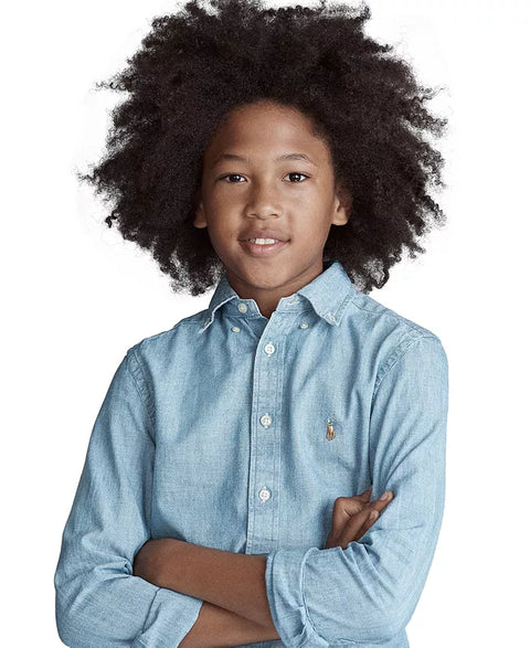 Polo Ralph Lauren Boy's Blue Cotton Chambray Sport Shirt | Polo Ralph Lauren In Lebanon