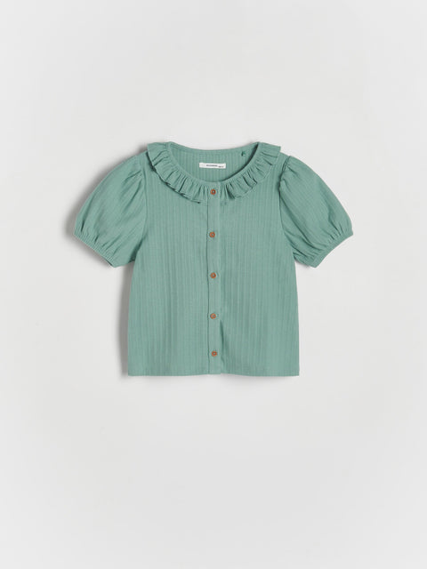 Reserved Girl's Pale Turquoise Ruffle Hem Blouse | Reserved In Lebanon
