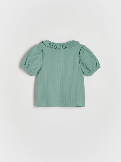 Reserved Girl's Pale Turquoise Ruffle Hem Blouse | Reserved In Lebanon