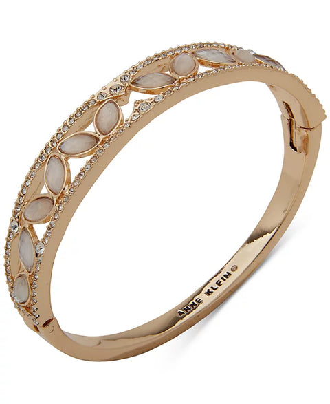 Anne Klein Women's Gold-Tone Mother-of-Pearl & Crystal Navette Hinge Bracelet | Anne Klein In Lebanon