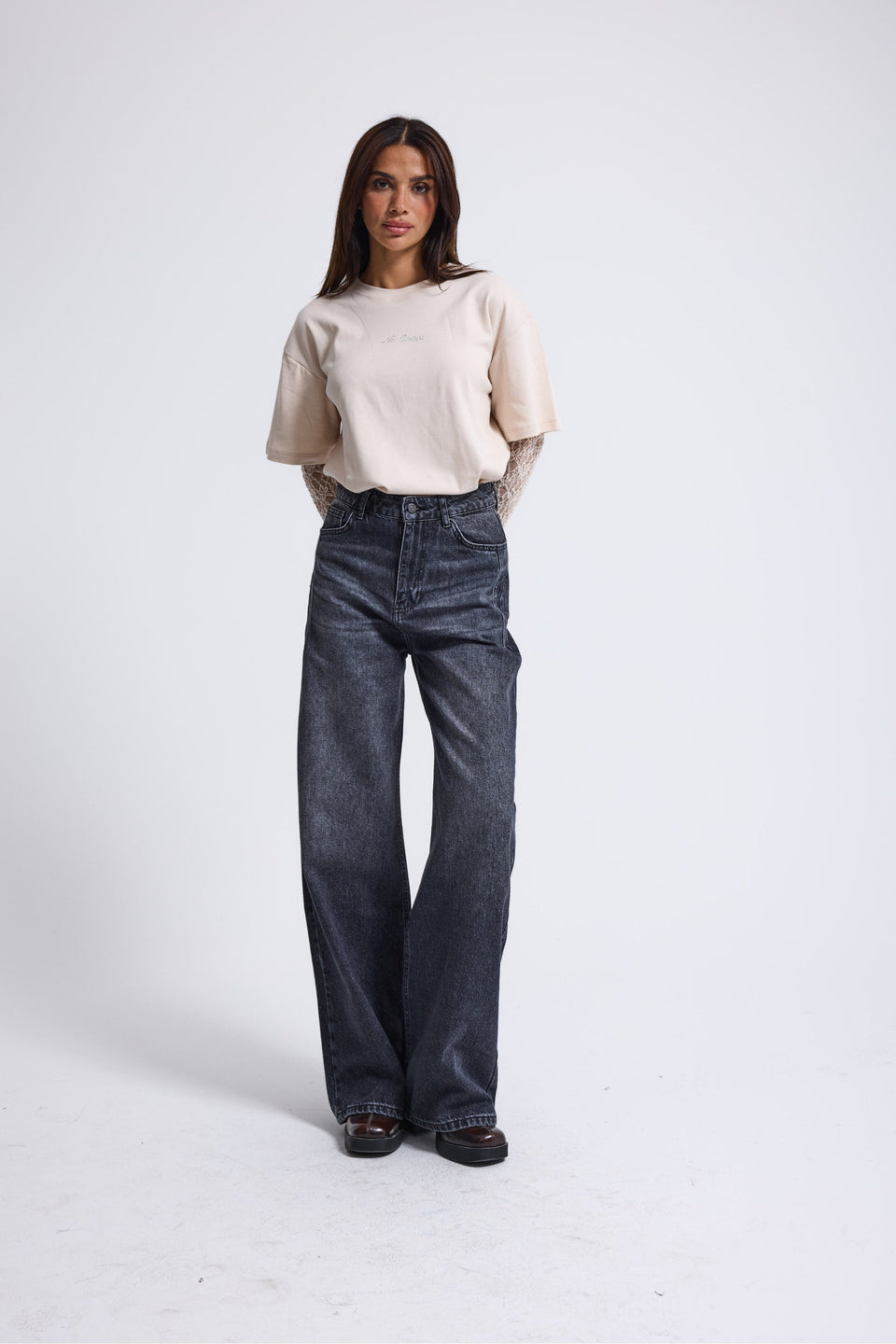 It's Basic Women Dark Gray Wide Leg Jeans 2499