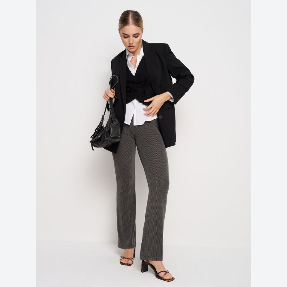Sinsay Women's Dark Grey Ribbed Flared Pants