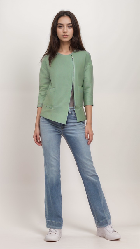 Only Women's Mint Green Zippered Jacket |Only in Lebanon