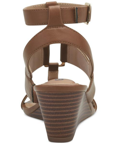 Giani Bernini Women's Christaa Memory Foam Strappy Wedge Sandals, Created for Macy's - Cognac