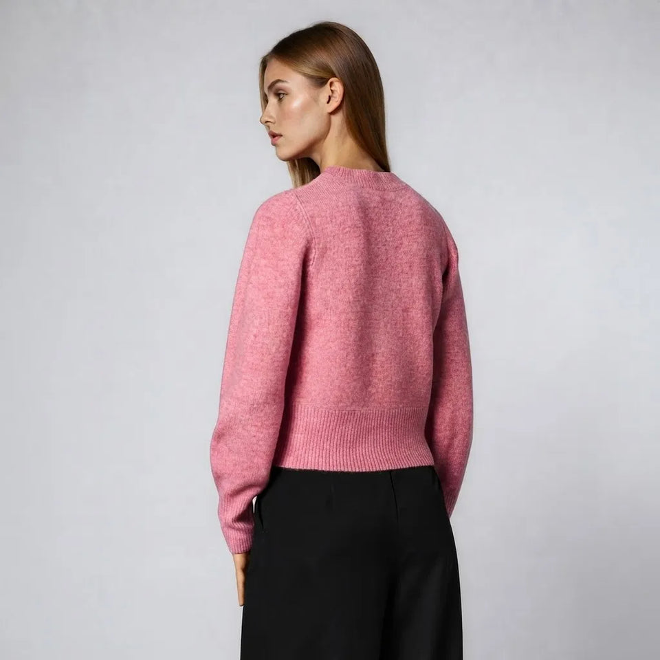 Sinsay Women's PinkSoft Knit Ribbed Hem and Cuffs Sweater